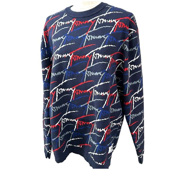 Vintage Tommy Hilfiger All Over Script Crew Sweater L 90s USA Streetwear Rare - Picture 6 of 13
